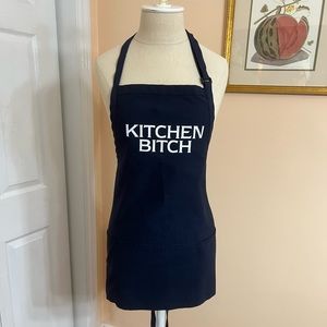 Dark Blue with white letters "Kitchen Bitch" apron, one size